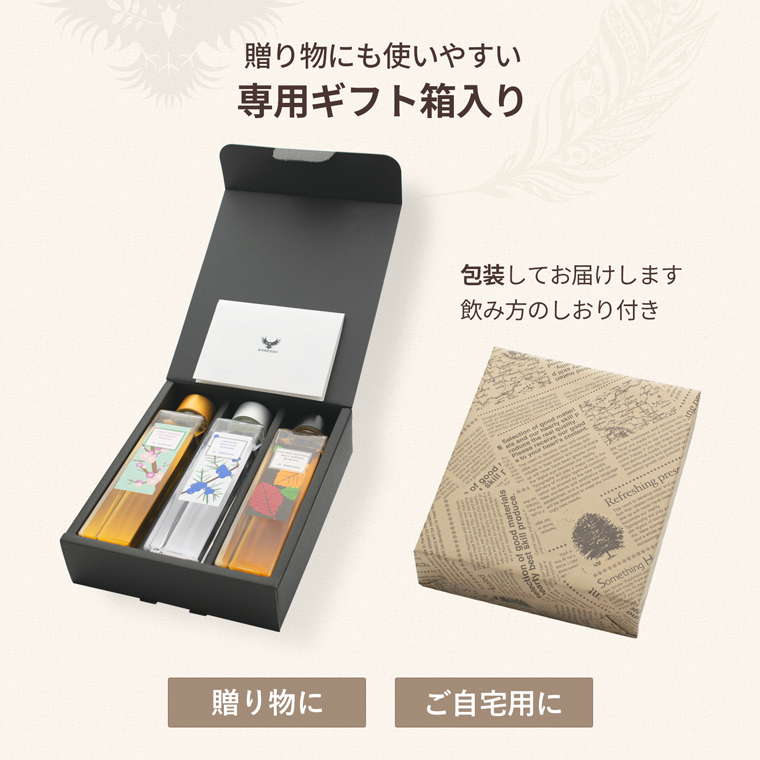 紀州熊野蒸溜所飲み比べセットは包装してのお届けになります。